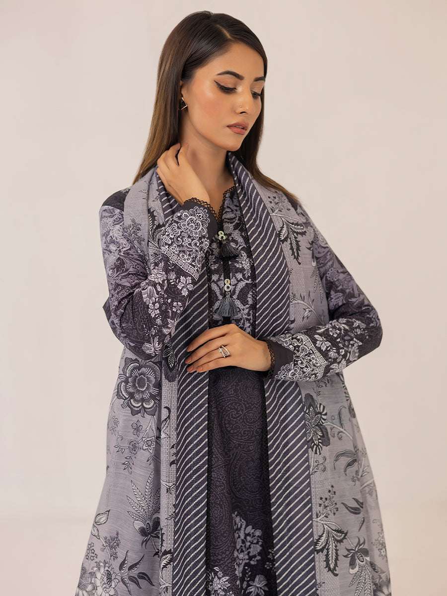 1 & Get 1 Free - MONOCHROME DIGITAL PRINTED LAWN SILK SUIT