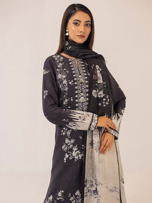 1 & Get 1 Free - MONOCHROME DIGITAL PRINTED LAWN SILK SUIT