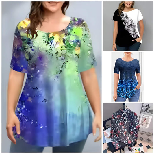 Pack of 4 Trendy Summer T-Shirts for Women – Floral & Graphic Prints | Breathable, Stylish, and Comfortable - 1036