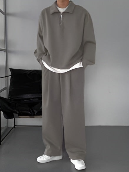 Pack of 3 Men’s Solid Color Fleece Sweatsuit Set – Casual Autumn & Winter Tracksuit for Men