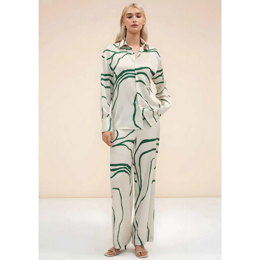 Buy 1 Get 1 Free - Chic Casual Floral Print Coord Two-Piece Set with Pants | Western Style Cotton Summer Suit 76391 (40% Off Super Summer Sale!