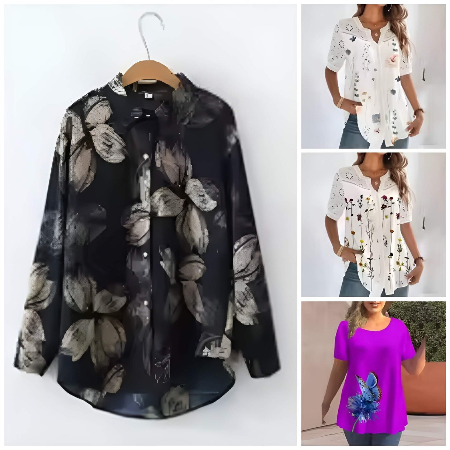 Pack of 4 Trendy Summer T-Shirts for Women β Floral & Graphic Prints | Breathable, Stylish, and Comfortable - 1029