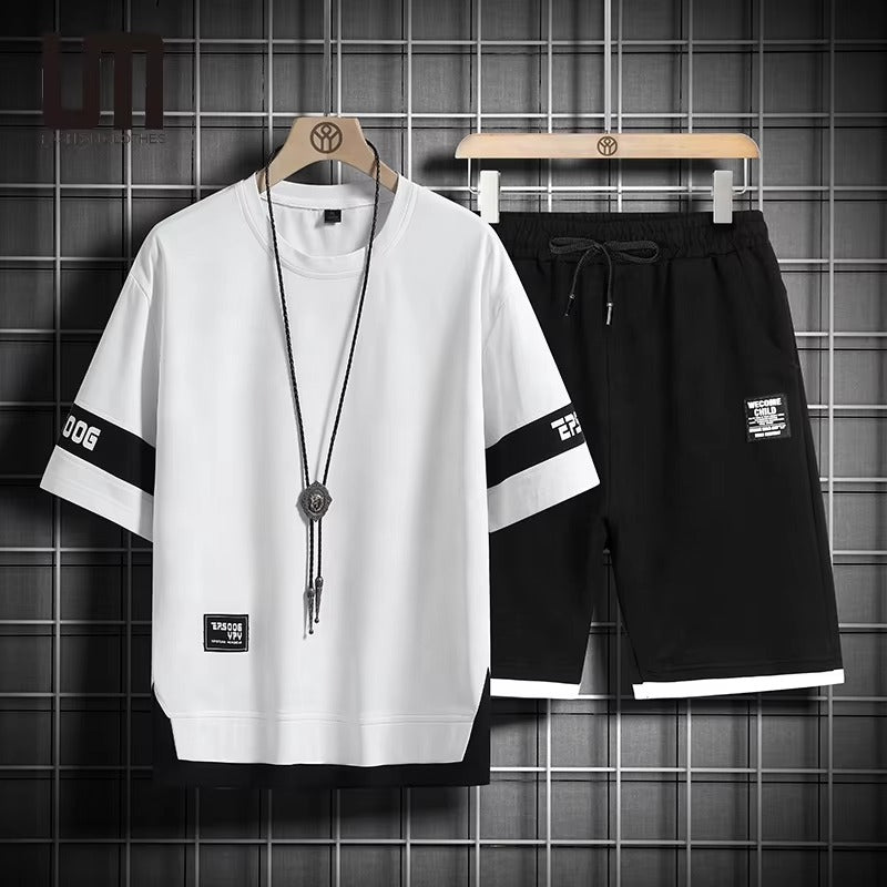 Buy 1 Get 1 Free Men's Summer Set Casual Sports Suit Tracksuit - Short Sleeves T-Shirt 872