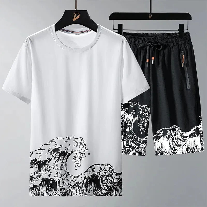 Buy 1 Get 1 Free Men's Summer Set Casual Sports Suit Tracksuit - Short Sleeves T-Shirt 874