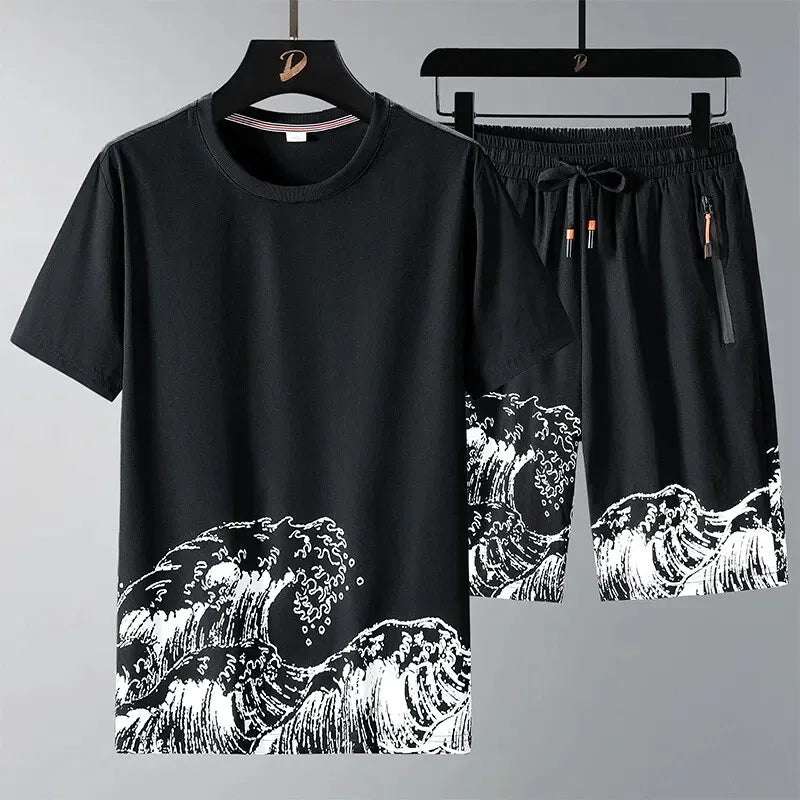 Buy 1 Get 1 Free Men's Summer Set Casual Sports Suit Tracksuit - Short Sleeves T-Shirt 882