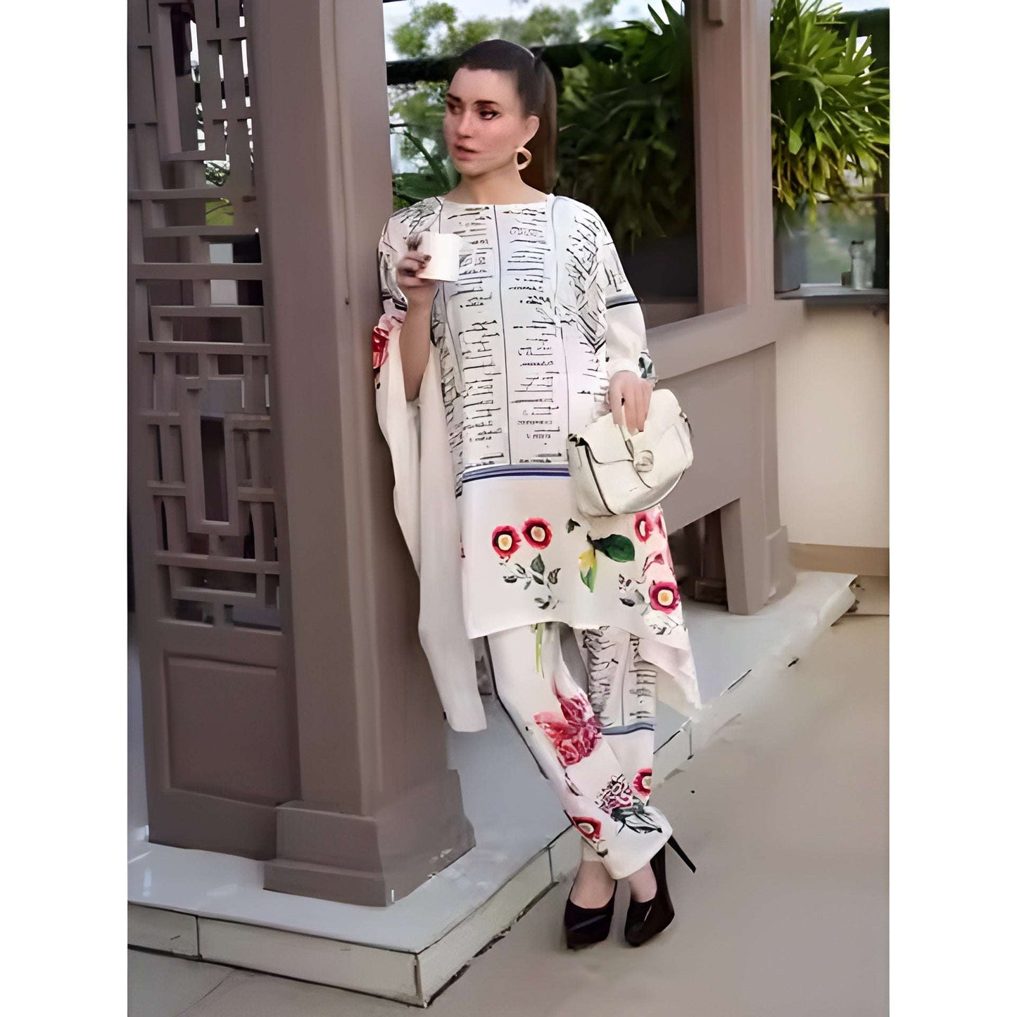 Buy 1 Get 1 Free - Chic Casual Floral Print Coord Two-Piece Set with Pants | Western Style Cotton Summer Suit 76393 (40% Off Super Summer Sale!