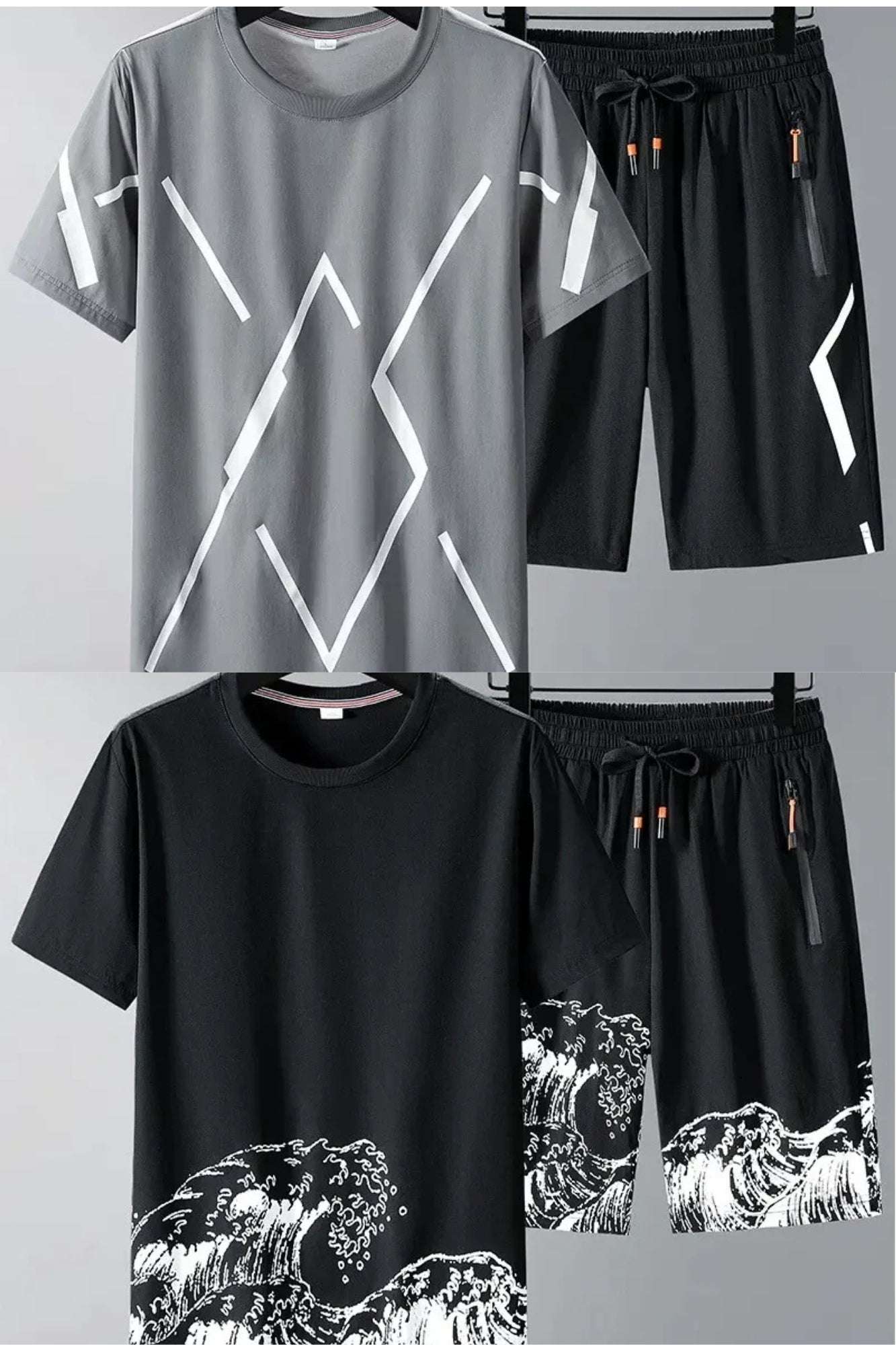 Buy 1 Get 1 Free Men's Summer Set Casual Sports Suit Tracksuit - Short Sleeves T-Shirt 882