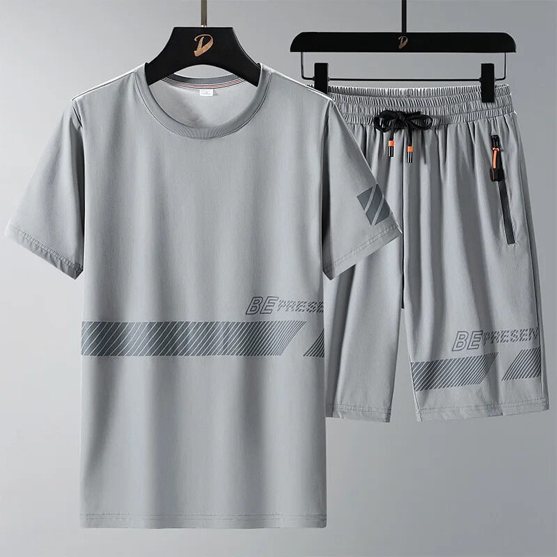 Buy 1 Get 1 Free Men's Summer Set Casual Sports Suit Tracksuit - Short Sleeves T-Shirt 900