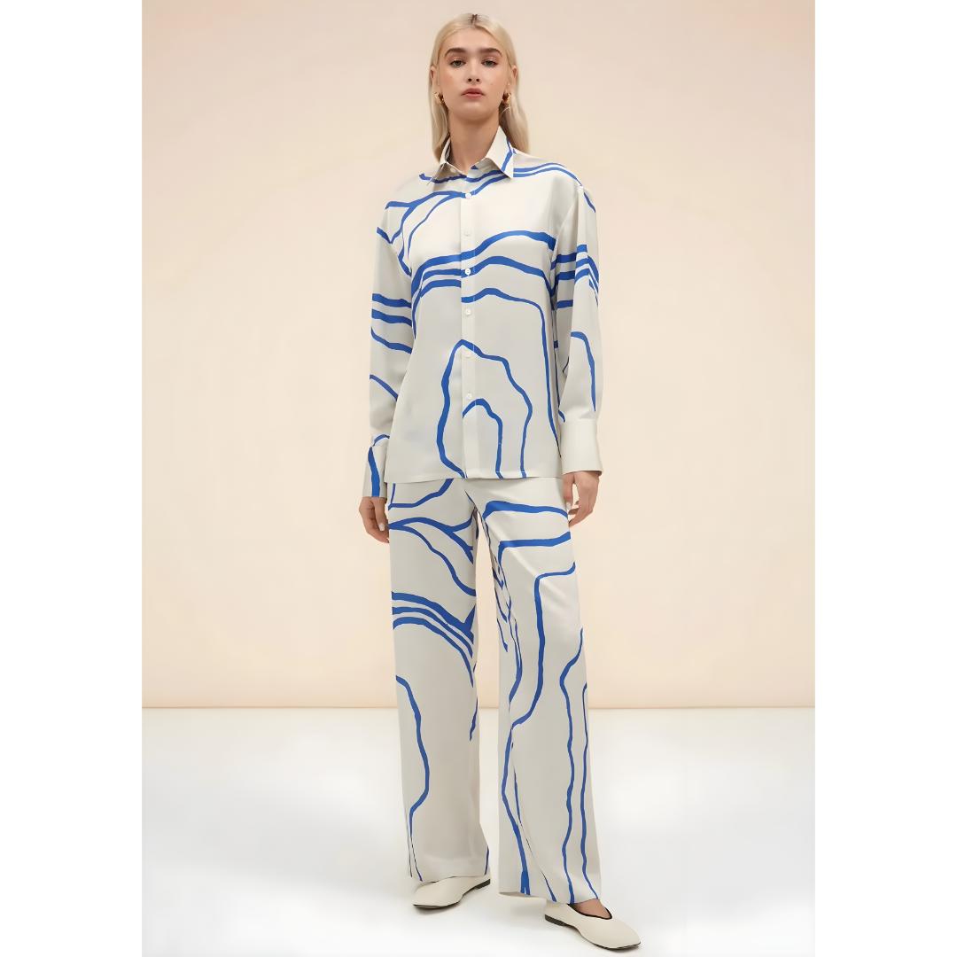 Buy 1 Get 1 Free - Chic Casual Floral Print Coord Two-Piece Set with Pants | Western Style Cotton Summer Suit 76394 (40% Off Super Summer Sale!