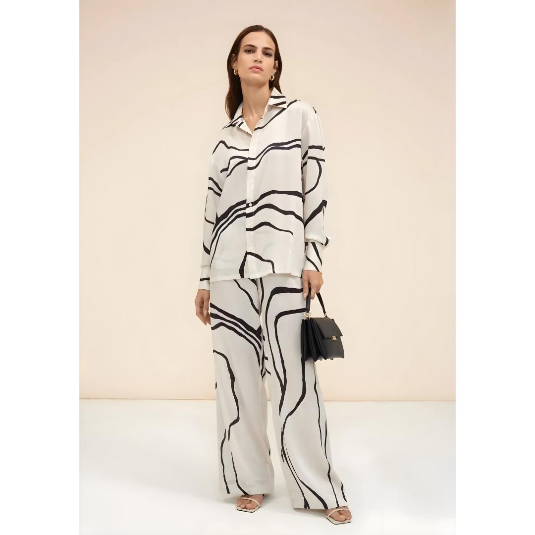 Buy 1 Get 1 Free - Chic Casual Floral Print Coord Two-Piece Set with Pants | Western Style Cotton Summer Suit 76396 (40% Off Super Summer Sale!