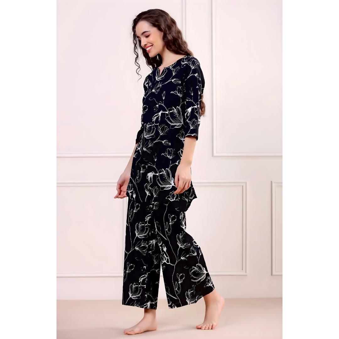 Buy 1 Get 1 Free - Chic Casual Floral Print Coord Two-Piece Set with Pants | Western Style Cotton Summer Suit 76397 (40% Off Super Summer Sale!