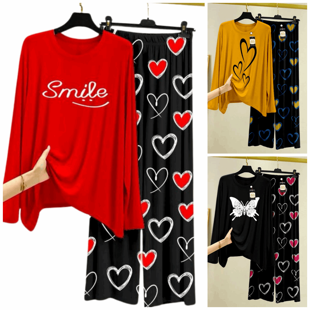 Pack of 3 Women’s Summer Loungewear Sets – Printed T-Shirts & Trousers Women's Summer Suit 903