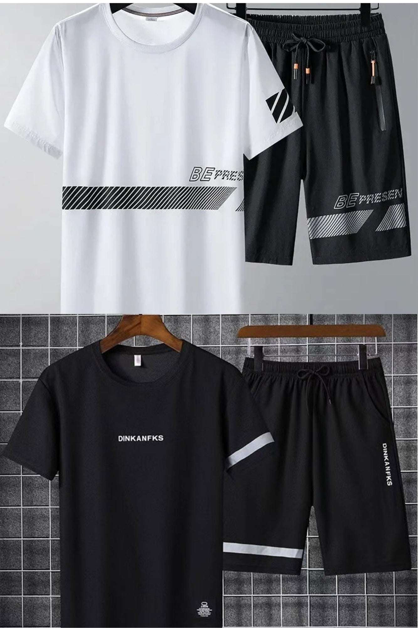 Buy 1 Get 1 Free Men's Summer Set Casual Sports Suit Tracksuit - Short Sleeves T-Shirt 888