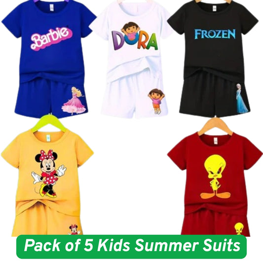 Pack of 5 Kids collection Summer Suits – Stylish Shirt & Shorts Set | Breathable, Durable & Vibrant 627
