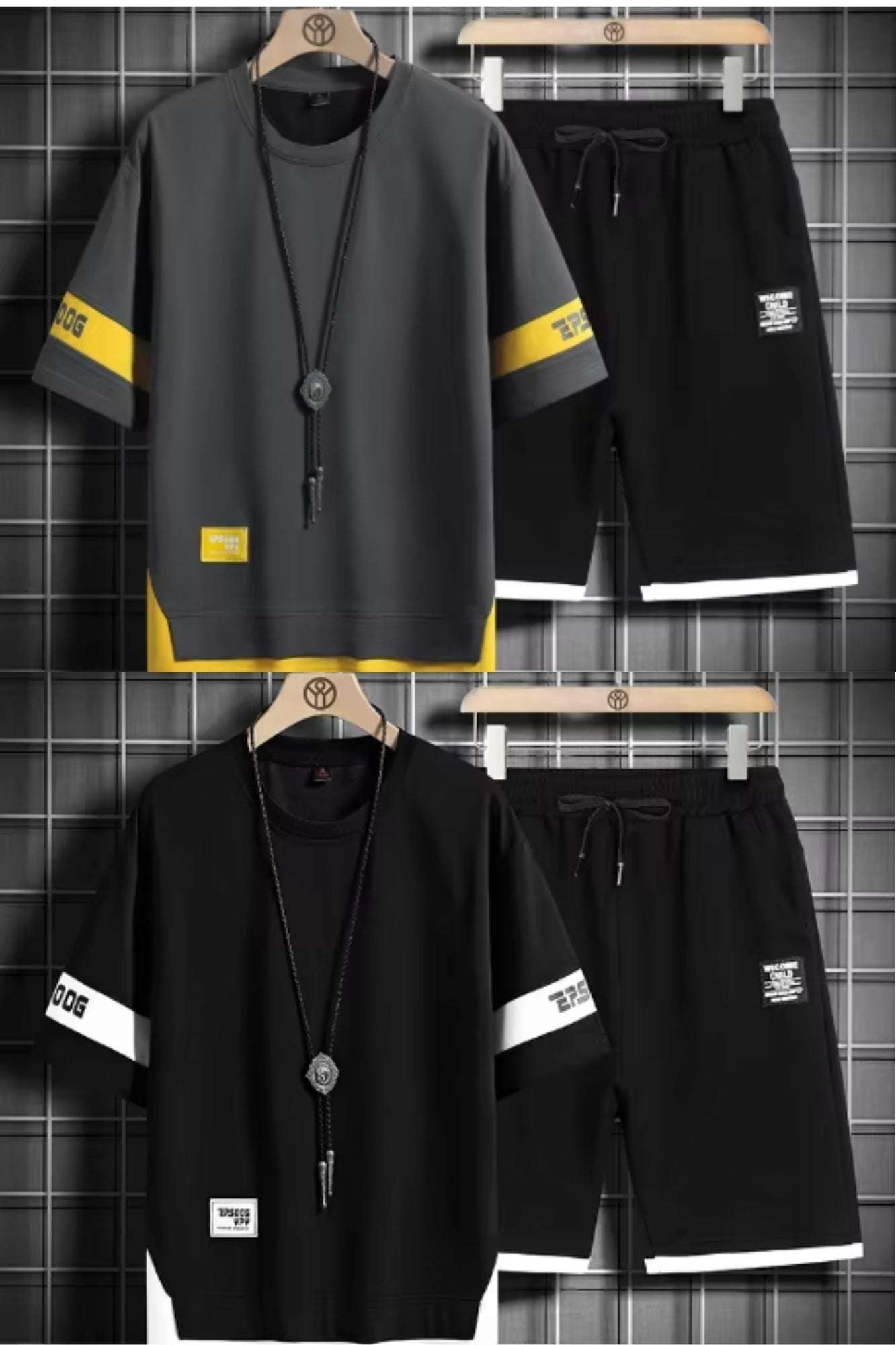 Buy 1 Get 1 Free Men's Summer Set Casual Sports Suit Tracksuit - Short Sleeves T-Shirt 890