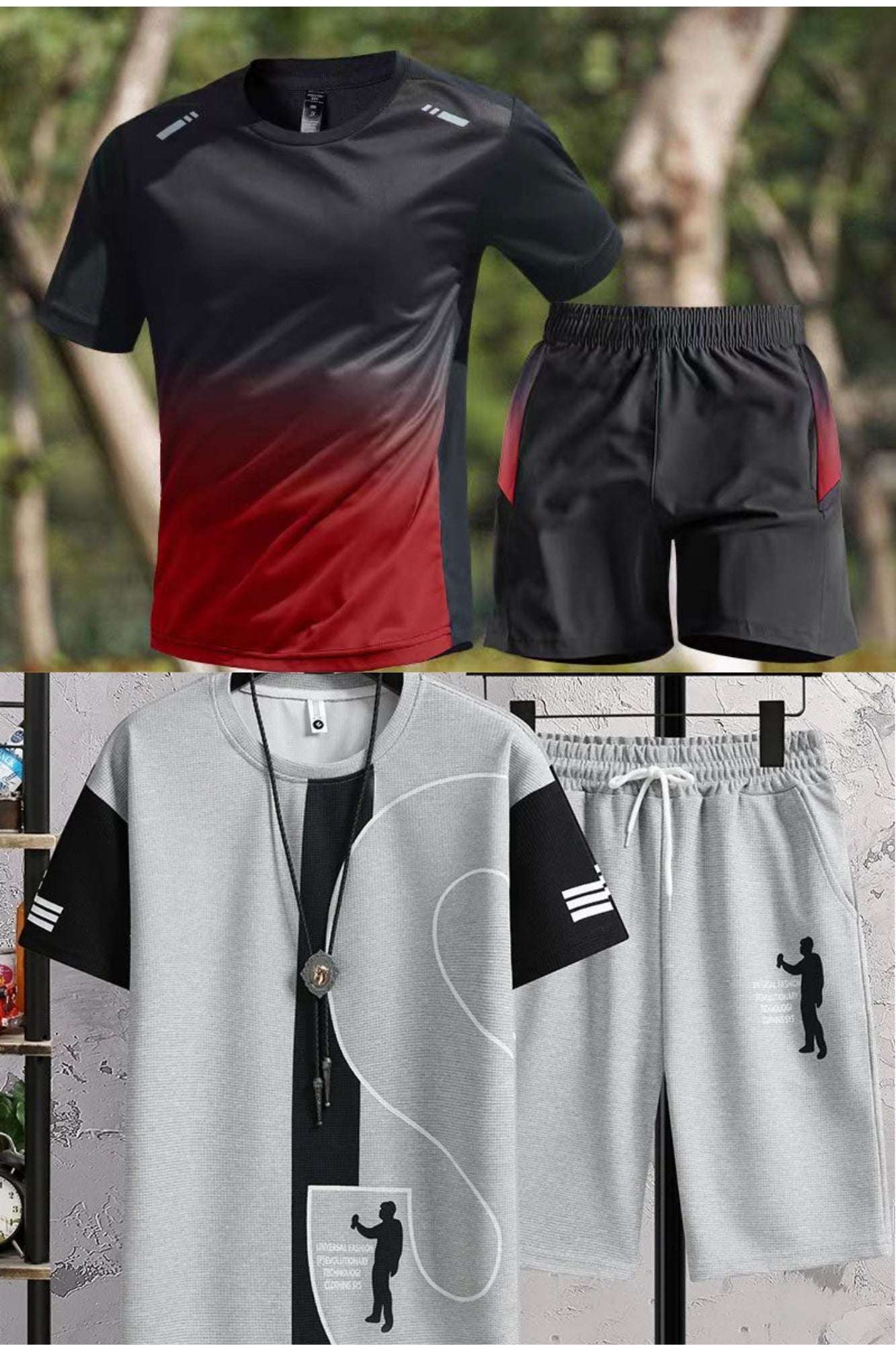 Buy 1 Get 1 Free Men's Summer Set Casual Sports Suit Tracksuit - Short Sleeves T-Shirt 892