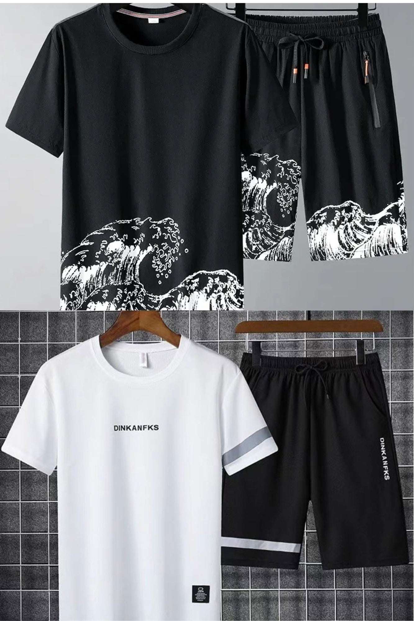 Buy 1 Get 1 Free Men's Summer Set Casual Sports Suit Tracksuit - Short Sleeves T-Shirt 893