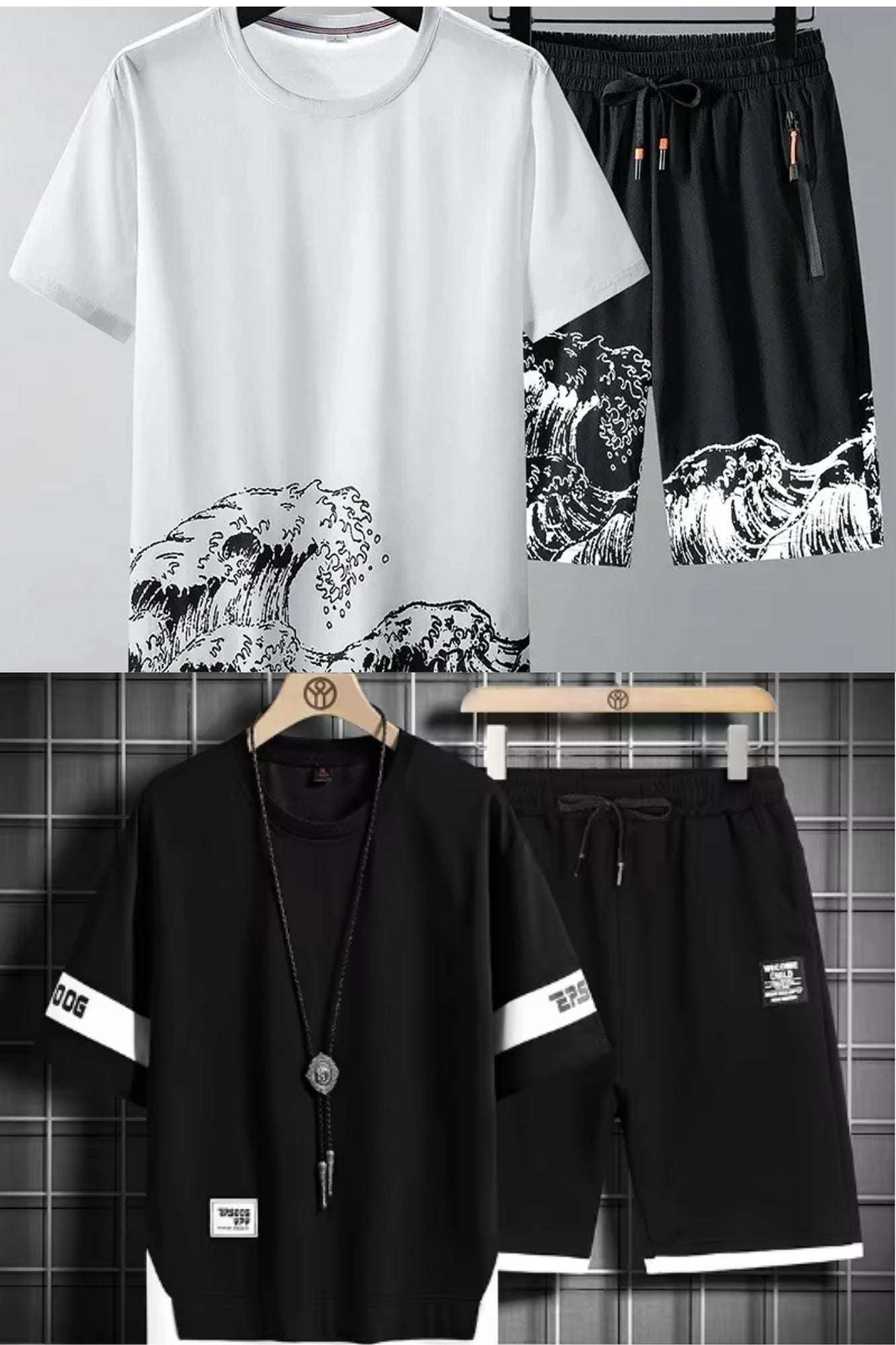 Buy 1 Get 1 Free Men's Summer Set Casual Sports Suit Tracksuit - Short Sleeves T-Shirt 895