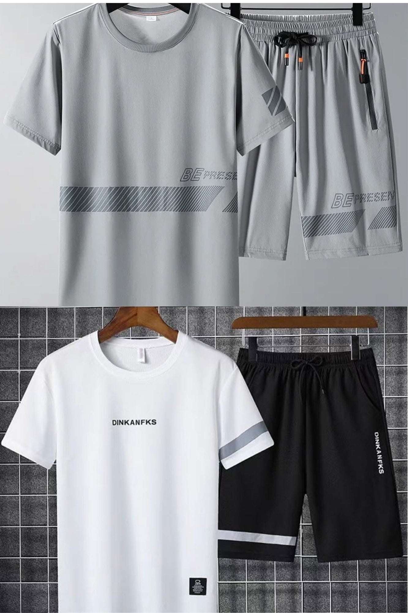 Buy 1 Get 1 Free Men's Summer Set Casual Sports Suit Tracksuit - Short Sleeves T-Shirt 900