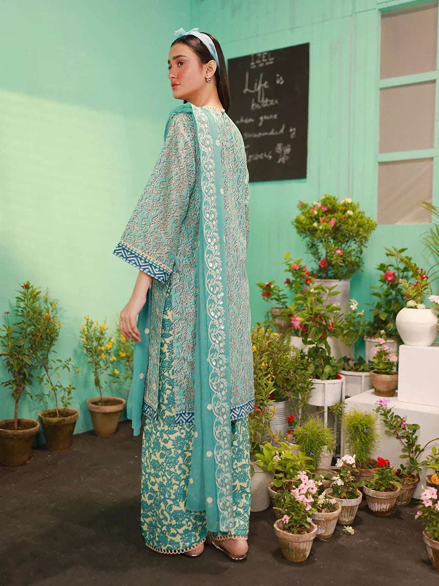 1 & Get 1 Free - SKY BLOOM - LUXURY LAWN EMBROIDERED SUIT