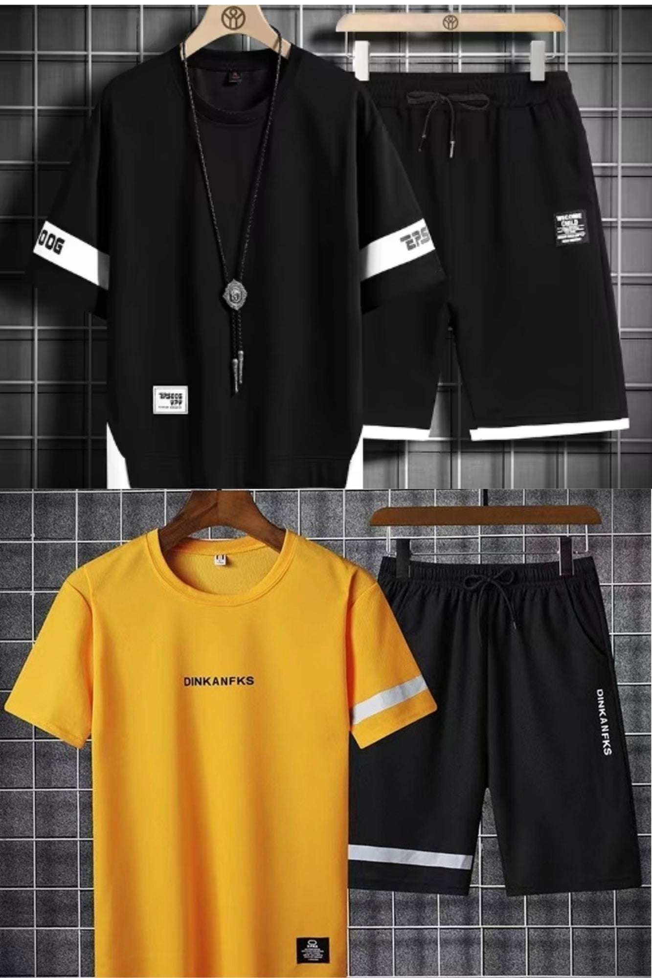 Buy 1 Get 1 Free Men's Summer Set Casual Sports Suit Tracksuit - Short Sleeves T-Shirt 873