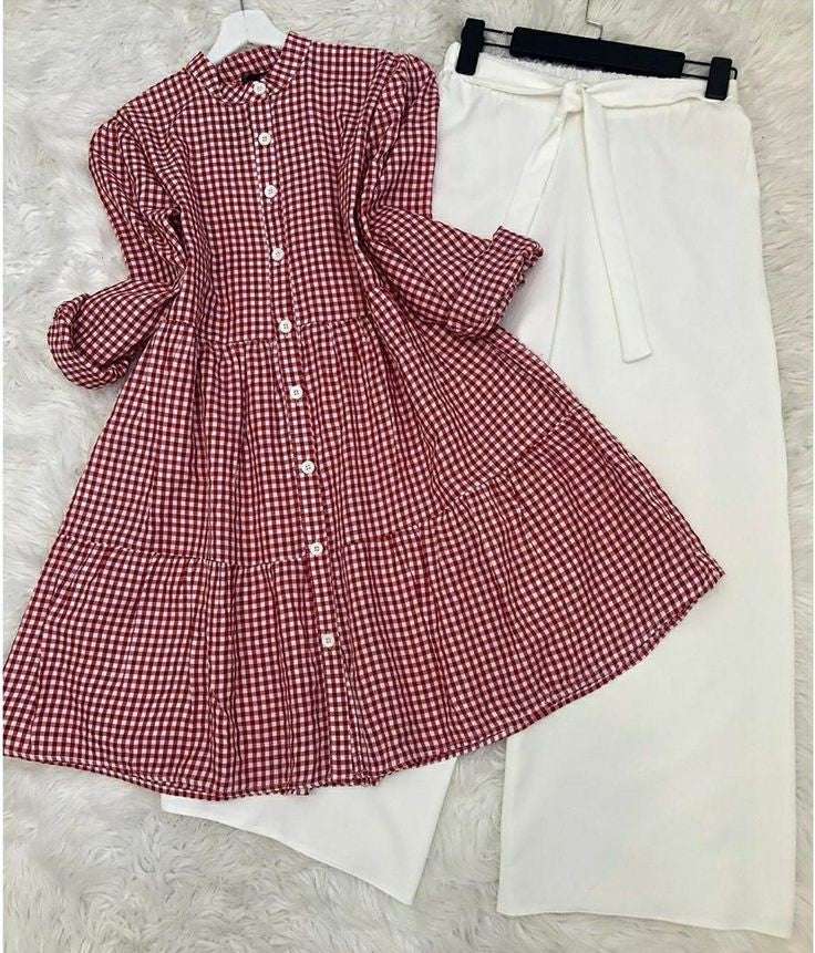 Chic Pack of 2 Women's Casual Summer Suit Set – Premium Stitched Kurti & Trousers | 50% Off Summer Sale | Item No. 986493