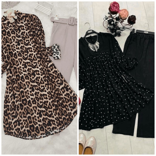 Chic Pack of 2 Women's Casual Summer Suit Set – Premium Stitched Kurti & Trousers | 50% Off Summer Sale | Item No. 986494