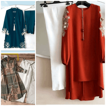 Pack of 3 Women's Casual Summer Suit Set Stylish, Premium Stitched Kurti & Trousers l 40% OFF l 7634957