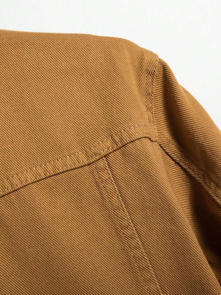 Men's Hypemode Loose Casual Long Sleeve Brown Denim Jacket