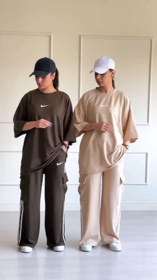 Urban Edge Drop Shoulder Tee & Cargo Cotton Jersey Set