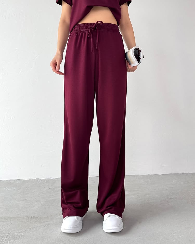 Summer Casual Women's Polo Collar Top & Trouser Set