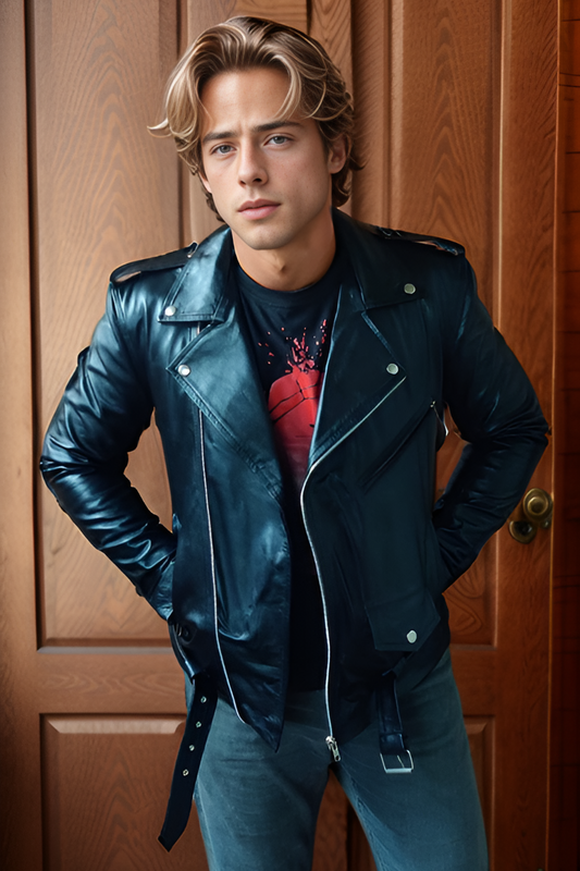 Men's Brando Style Biker Leather Jacket