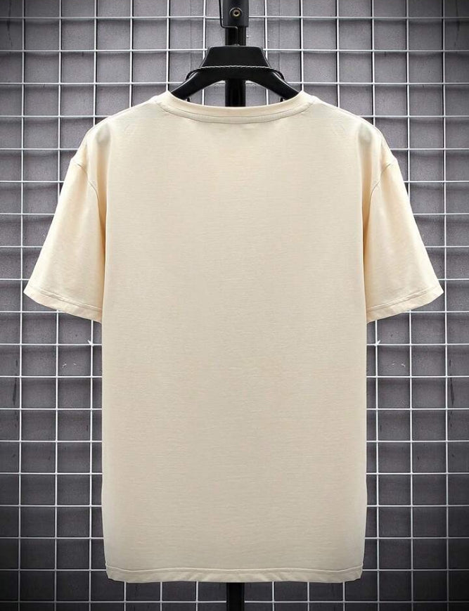 Men's Letter Printed Round Neck Drop Shoulder.