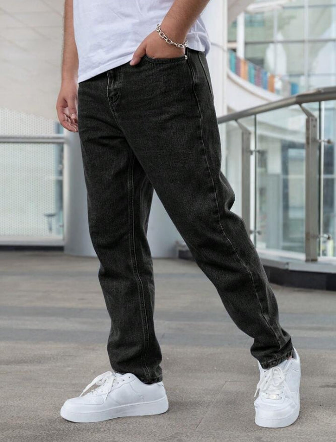 Men's Casual Loose Fit Straight Leg Jeans With Pockets
