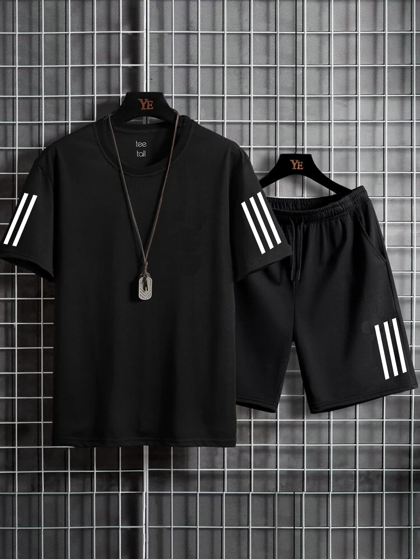 Mens Summer Shorts + T-Shirt Set - SS22 - Black Black