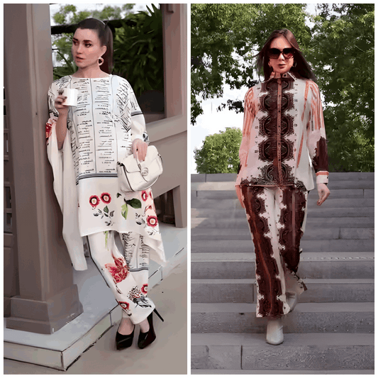 Buy 1 Get 1 Free - Chic Casual Floral Print Coord Two-Piece Set with Pants | Western Style Cotton Summer Suit 76393 (40% Off Super Summer Sale!