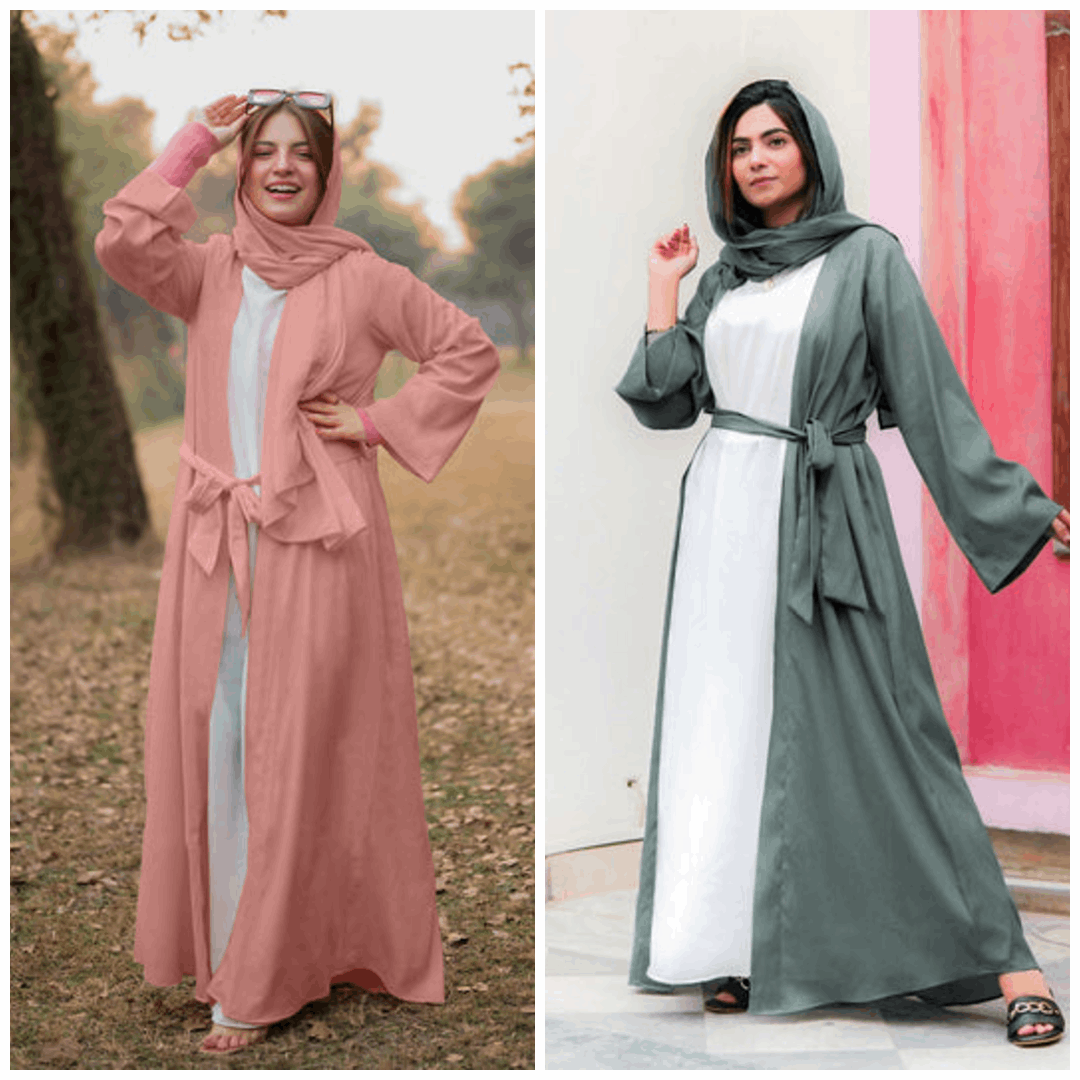 Buy 1 Get 1 FREE Premium Georgette Abaya with Stoles All Sizes Available 434609
