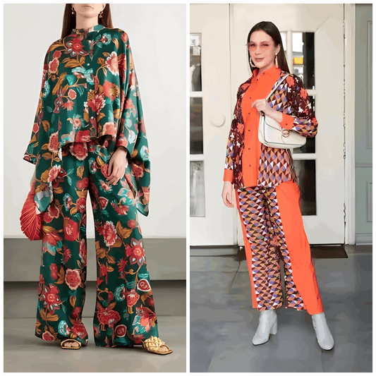 Buy 1 Get 1 Free - Chic Casual Floral Print Coord Two-Piece Set with Pants | Western Style Cotton Summer Suit 76382 (40% Off Super Summer Sale!)