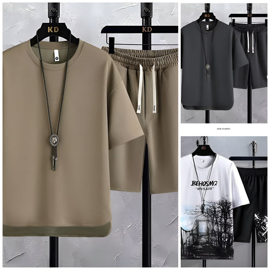 Pack of 3 Men's Summer Sports Suit Tracksuit - Short Sleeves T-Shirts 6529