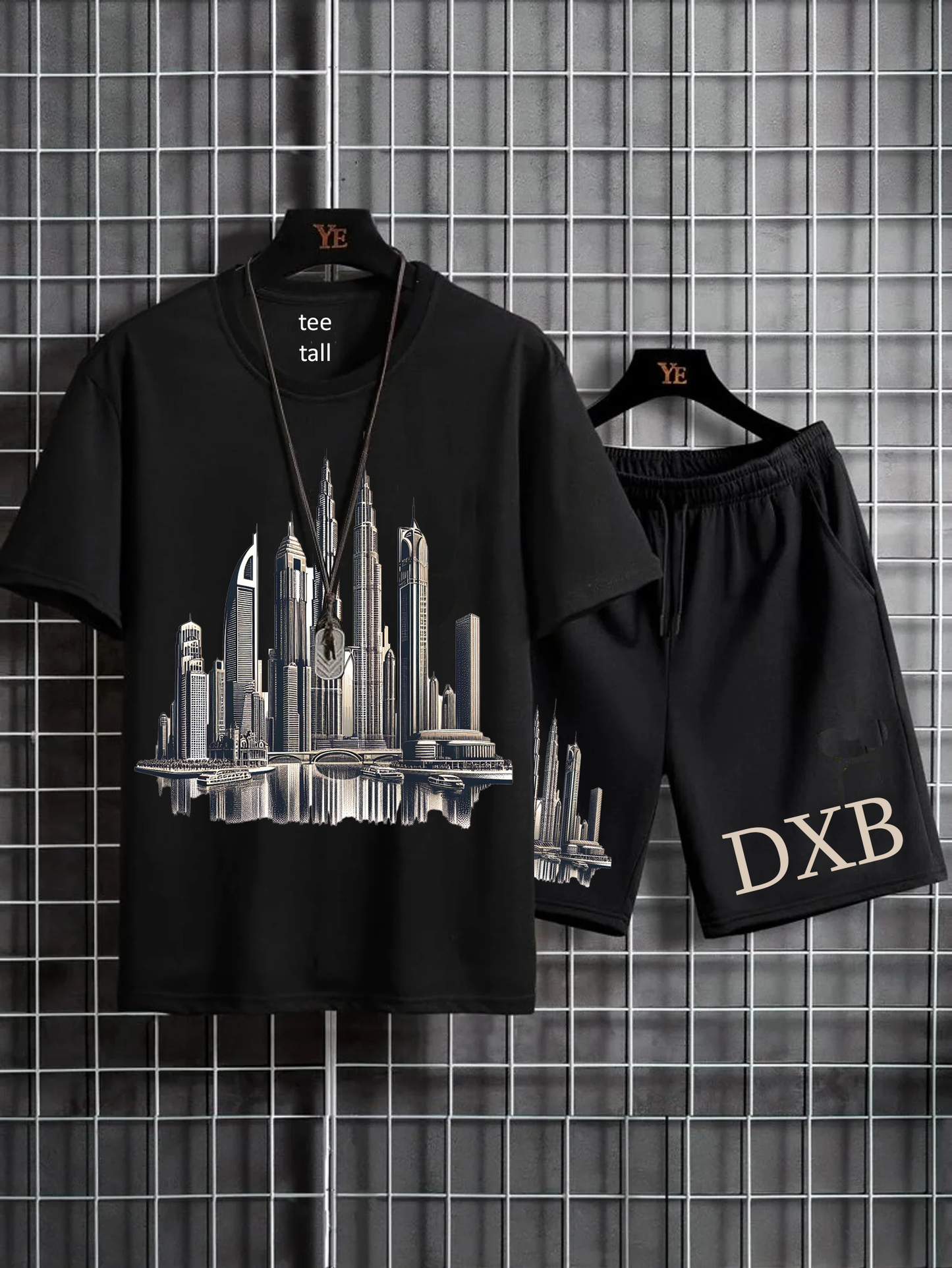 Mens Summer Shorts + T-Shirt Set - SS175 - Black Black