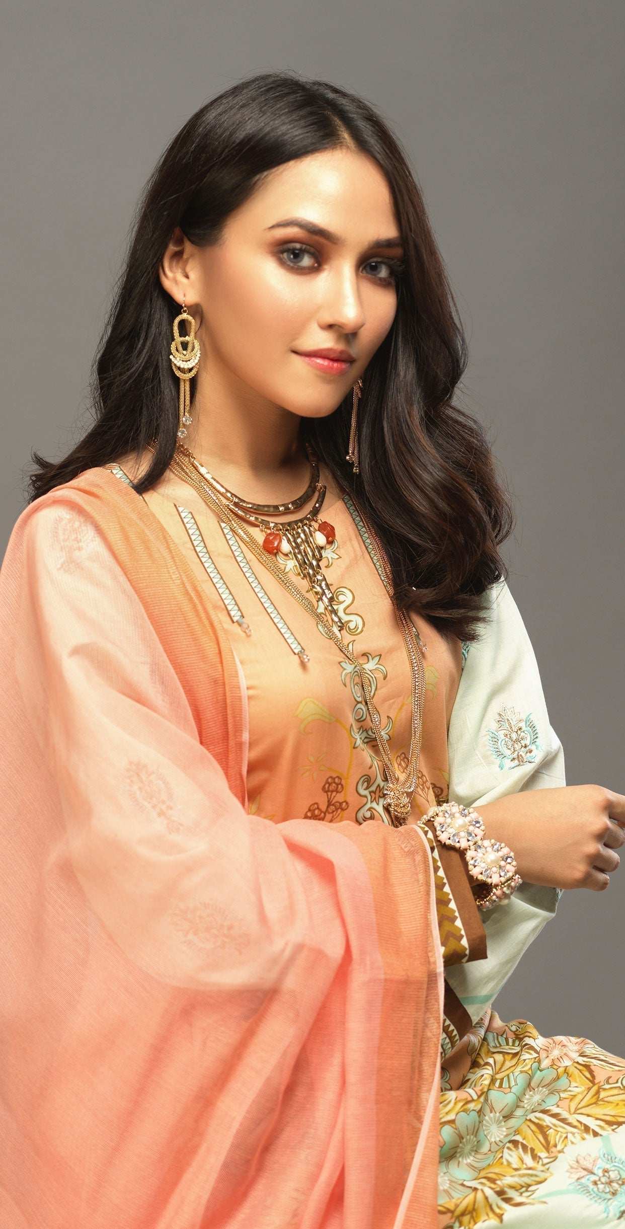 1 & Get 1 Free - Unstitched 3pc Printed Embroidered Lawn Shirt with Woven Khaddi Dupatta - Shades Article 311