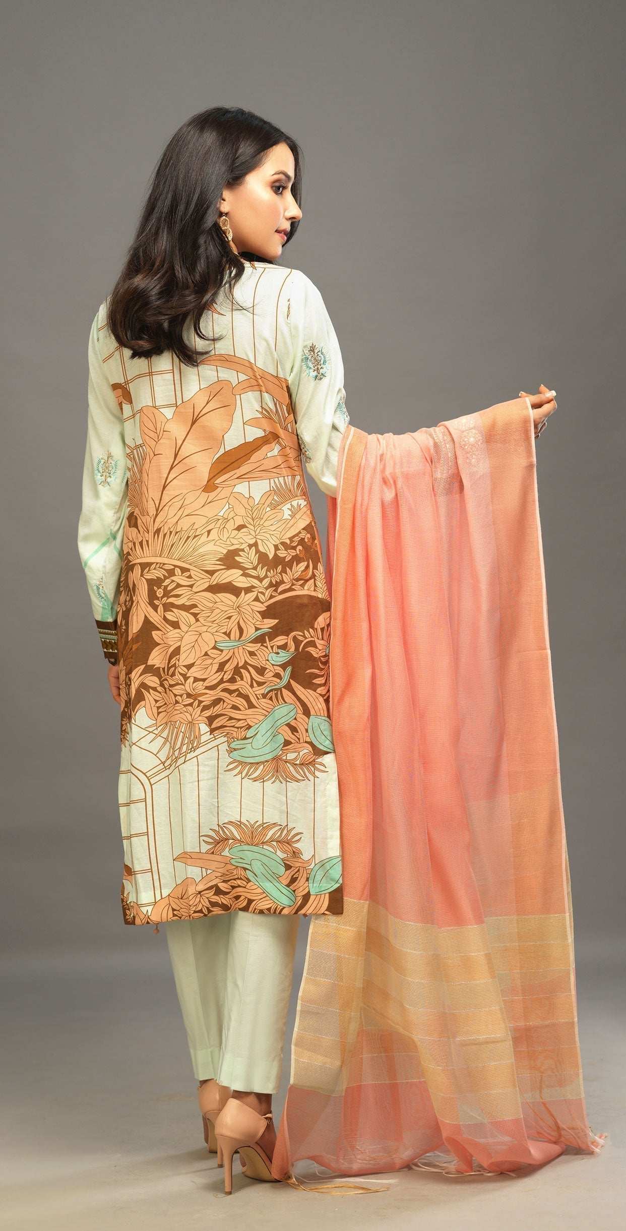 1 & Get 1 Free - Unstitched 3pc Printed Embroidered Lawn Shirt with Woven Khaddi Dupatta - Shades Article 311