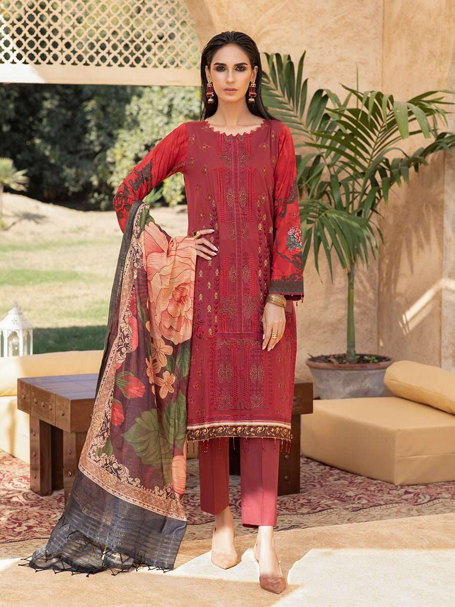1 & Get 1 Free - Unstitched 3PC Lawn Embroidered Suit
