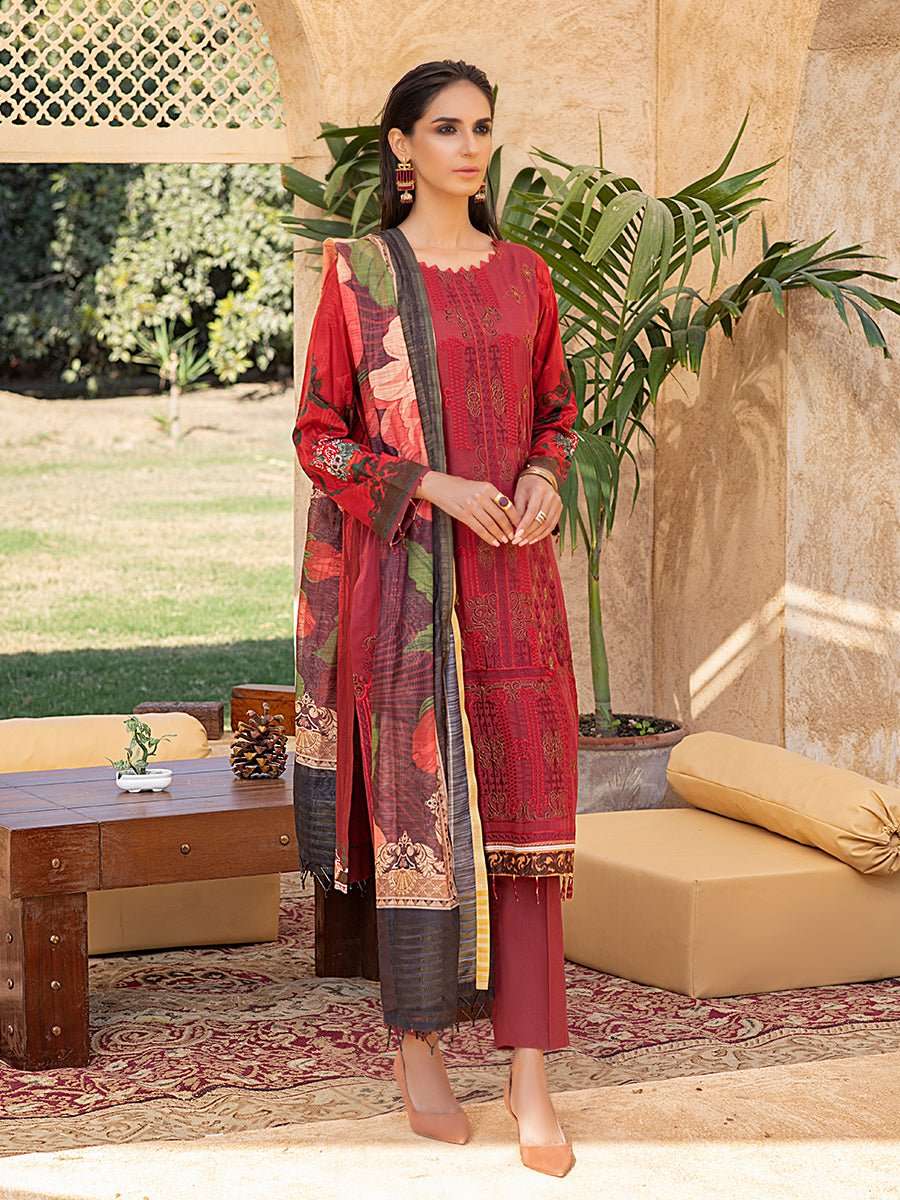 1 & Get 1 Free - Unstitched 3PC Lawn Embroidered Suit