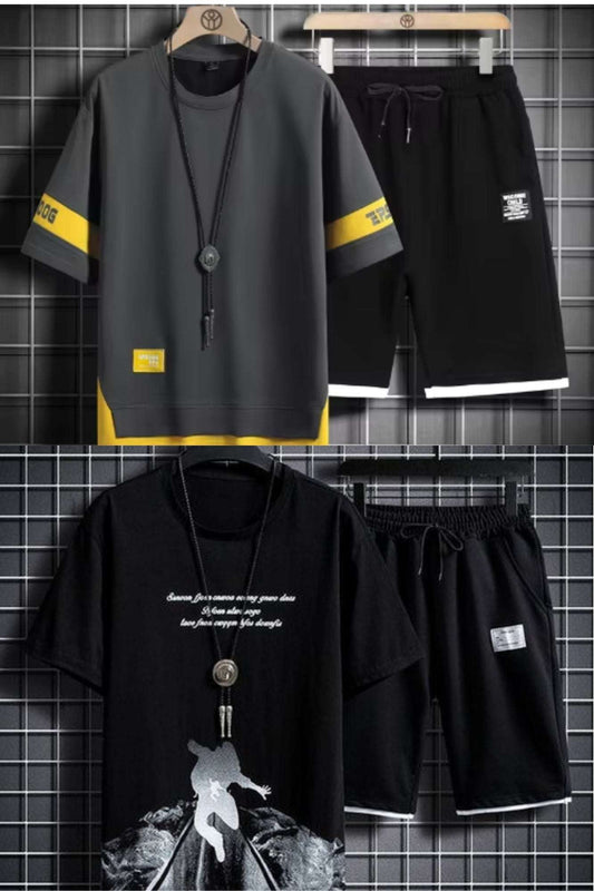 Buy 1 Get 1 Free Men's Summer Set Casual Sports Suit Tracksuit - Short Sleeves T-Shirt  871