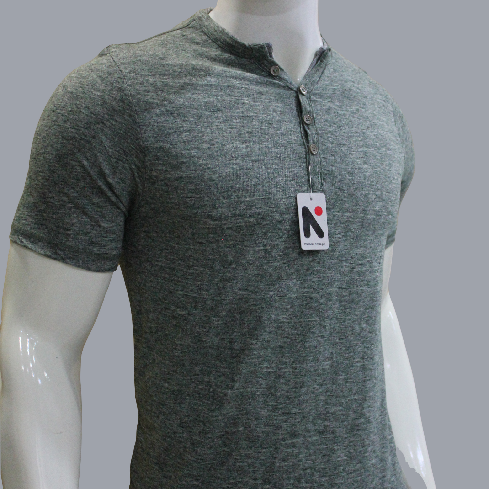 Men's Summer Smoky Green Henley T-Shirts