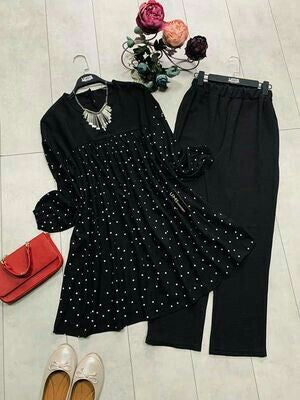 Chic Pack of 2 Women's Casual Summer Suit Set – Premium Stitched Kurti & Trousers | 50% Off Summer Sale | Item No. 986504