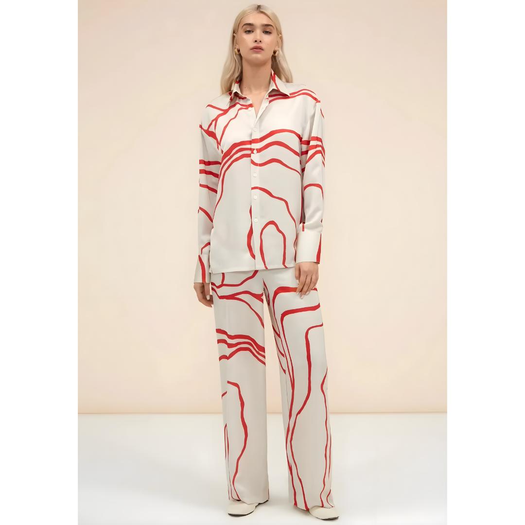 Buy 1 Get 1 Free - Chic Casual Floral Print Coord Two-Piece Set with Pants | Western Style Cotton Summer Suit 76390 (40% Off Super Summer Sale!