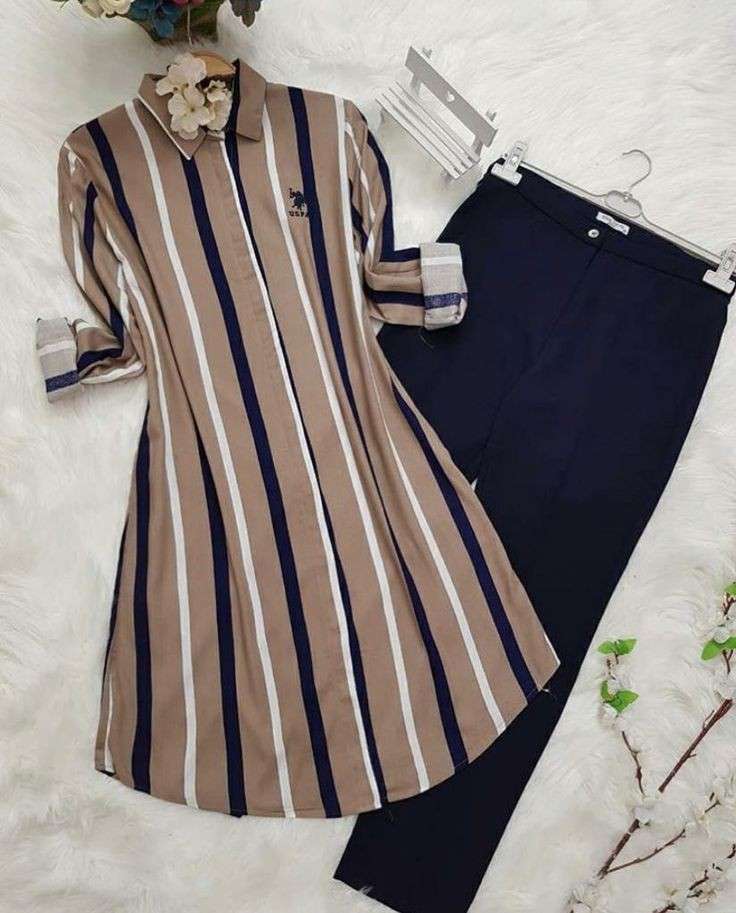 Chic Pack of 2 Women's Casual Summer Suit Set – Premium Stitched Kurti & Trousers | 50% Off Summer Sale | Item No. 986503