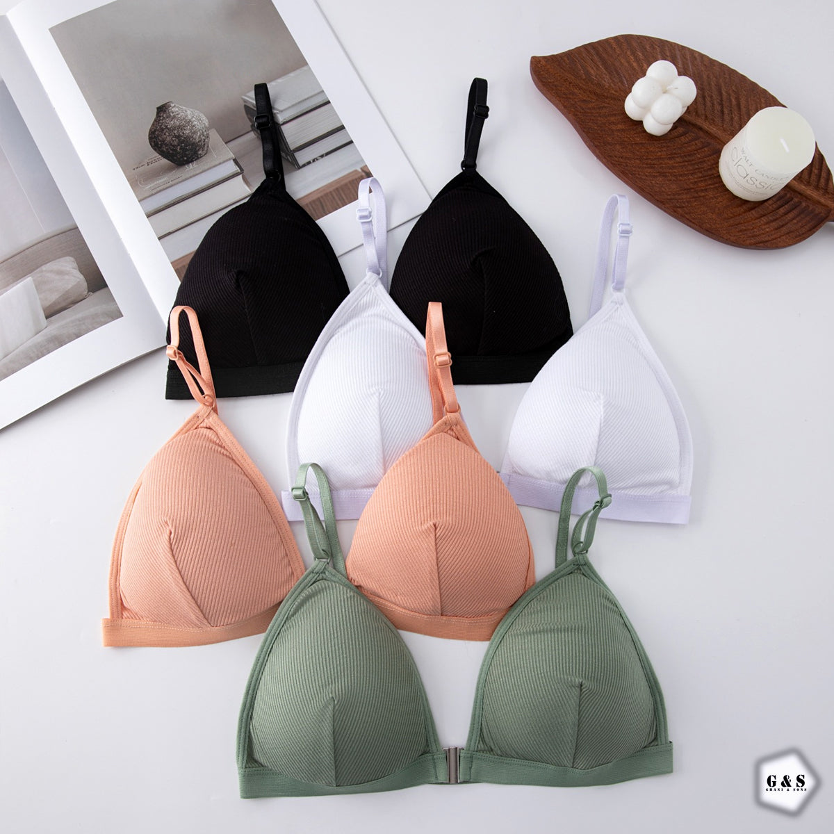 Pack Of 3 Cotton Front Open Bralette